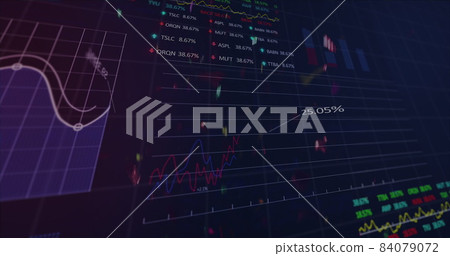 Image of confetti falling over stock exchange financial data processing 84079072