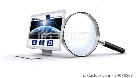 PC and magnifying glass, information search image PC and magnifying glass, information search image 84079568