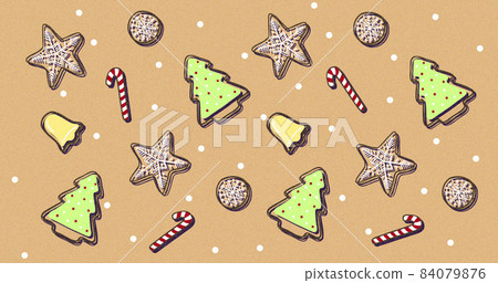 Christmas bell, cookies, and sugarcane pattern image 84079876