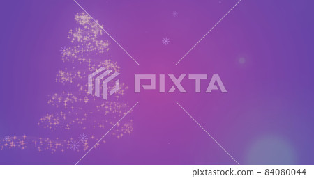 Image of snow falling over glowing christmas tree Image of snow falling over glowing christmas tree 84080044