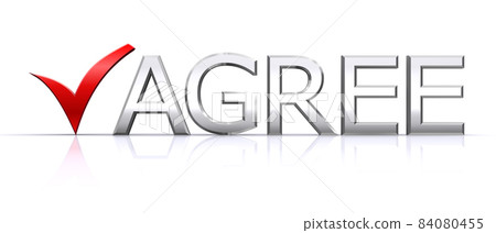 AGREE text and checkmark, image of consent AGREE text and checkmark, image of consent 84080455