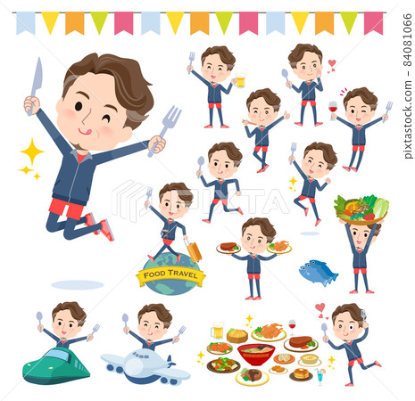 一組穿著運動服參加美食活動的中年男子 84081066