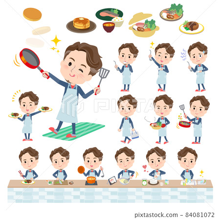 A set of middle-aged men wearing sportswear related to cooking A set of middle-aged men wearing sportswear related to cooking 84081072