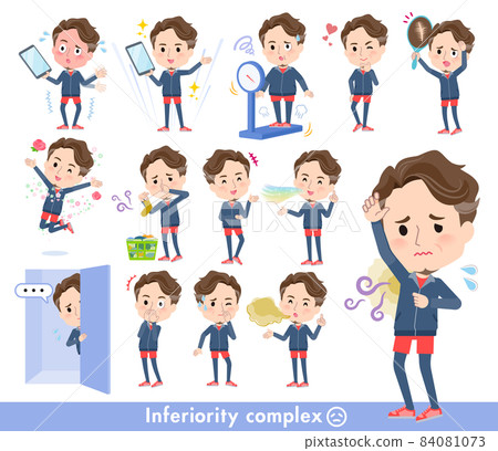 A set of middle-aged men wearing sportswear for inferiority complex A set of middle-aged men wearing sportswear for inferiority complex 84081073