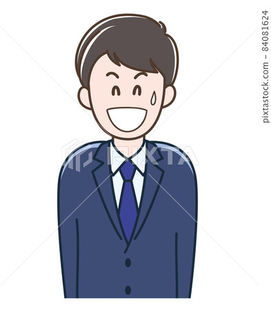 一個年輕的商人笑出冷汗的插圖 一個年輕的商人笑出冷汗的插圖 84081624