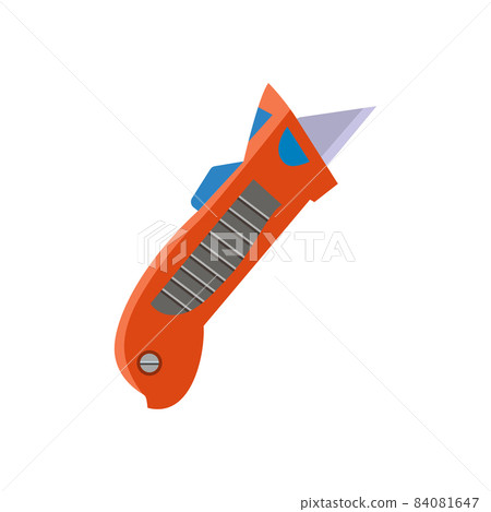 Cutter knife, flat vector illustration isolated on white background. 84081647