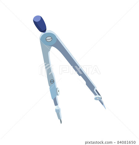 Blue And Gray Bow Compass With Round Flat Style Isolated On White Background 84081650