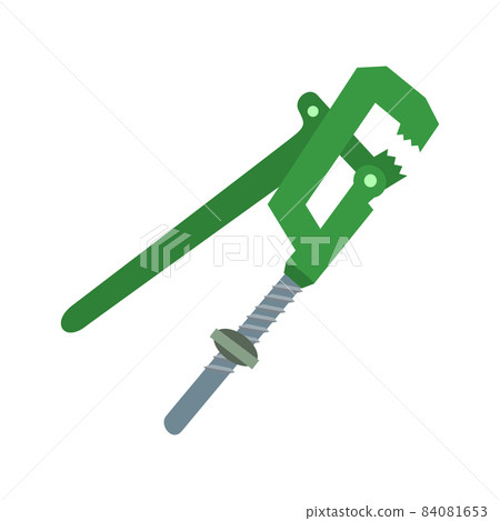 vector outline flat style red pipe adjustable metal wrench icon. 84081653