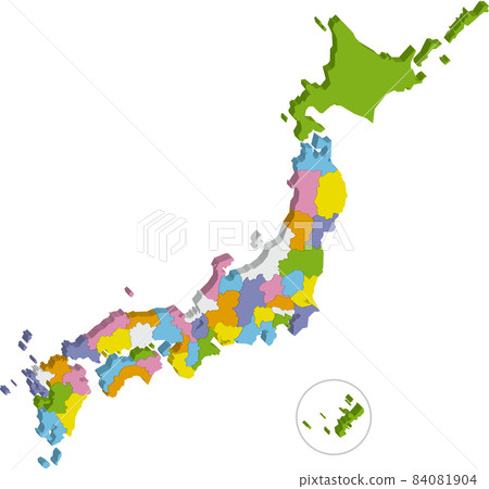 日本各縣的平面立體圖 日本各縣的平面立體圖 84081904