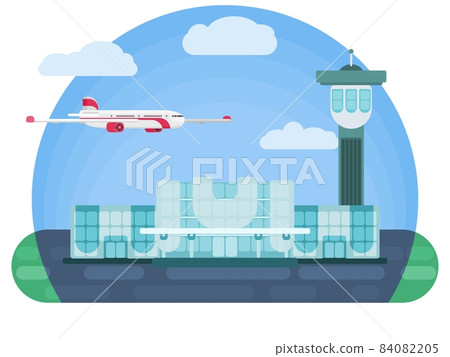 international airport plane in the sky. flat style - Stock Illustration ...