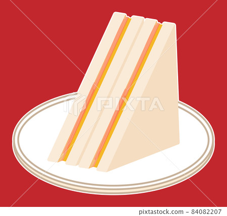 Ham cheese sandwich divided into two triangles (with white border) 84082207
