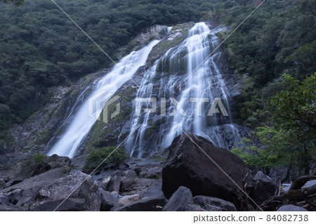 Ohko Waterfall that falls wildly on Yakushima with a tremendous amount of water 84082738