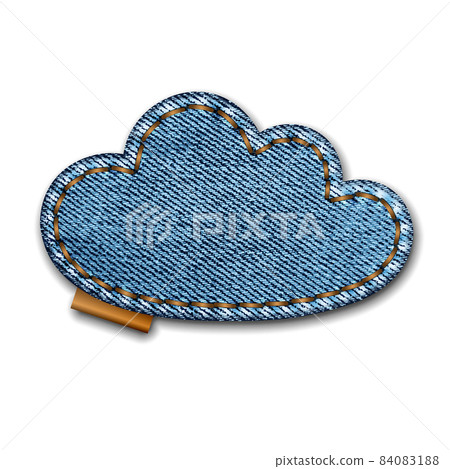 Denim cloud shape with stitches. Jeans patch with seam. Denim cloud shape with stitches. Jeans patch with seam. 84083188