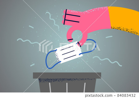 Person throw away facemask wish covid-19 end 84083432