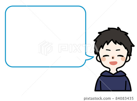 人物插畫_可愛男孩_語音氣球 84083435