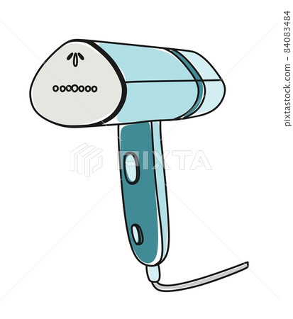 Clothes steamer home handmade Vector illustration in linear doodle style on a white background. Clothes steamer home handmade Vector illustration in linear doodle style on a white background. 84083484