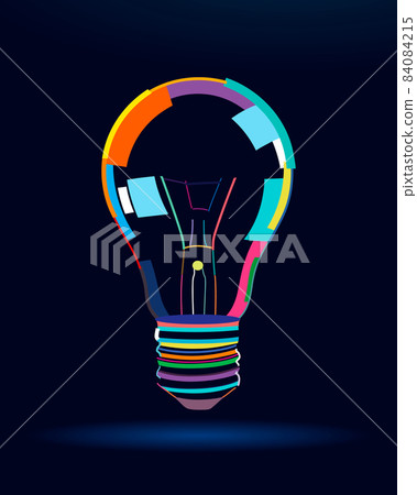 Incandescent lamp, Incandescent light bulb, abstract, colorful drawing Incandescent lamp, Incandescent light bulb, abstract, colorful drawing 84084215