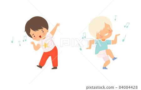 Little Kids Dancing to Music Rhythm and Singing Vector Set Little Kids Dancing to Music Rhythm and Singing Vector Set 84084428