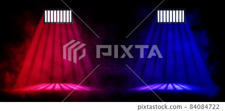 Sunlight lighting through window with red and blue lighting effect in dark room. Sunlight lighting through window with red and blue lighting effect in dark room. 84084722