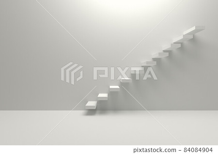 3D render illustration. Simple stair and wall. 3D render illustration. Simple stair and wall. 84084904