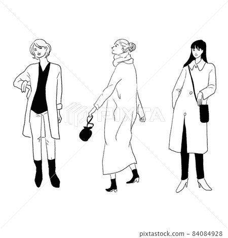Fashion line drawing illustration set 84084928