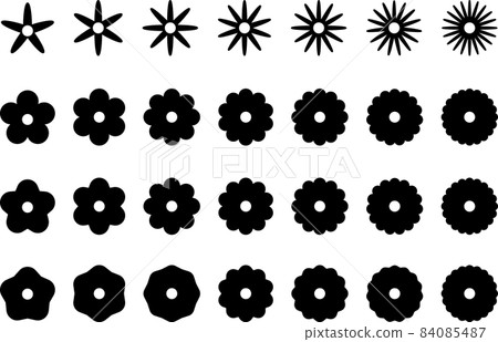 Flower-like icon set with a circle in the center_black Flower-like icon set with a circle in the center_black 84085487