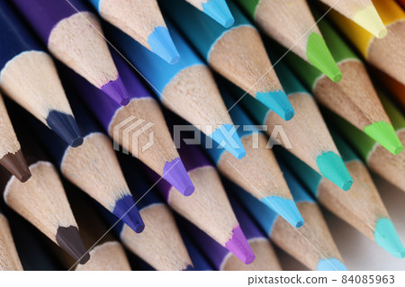 Sharpened pencils for drawing laying on each other forming stack Sharpened pencils for drawing laying on each other forming stack 84085963