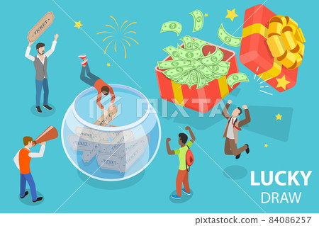 3D Isometric Flat Vector Conceptual Illustration of Lucky Draw. 3D Isometric Flat Vector Conceptual Illustration of Lucky Draw. 84086257