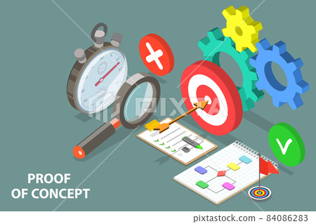 3D Isometric Flat Vector Conceptual Illustration of POC - Proof of Concept. 3D Isometric Flat Vector Conceptual Illustration of POC - Proof of Concept. 84086283