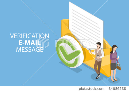 3D Isometric Flat Vector Conceptual Illustration of Verification Email Message. 84086288