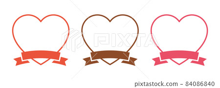 Heart frame illustration set with ribbon Valentine's Day Mother's Day gift Heart frame illustration set with ribbon Valentine's Day Mother's Day gift 84086840