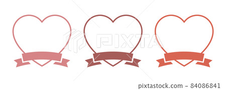 Heart frame illustration set with ribbon Valentine's Day Mother's Day gift Heart frame illustration set with ribbon Valentine's Day Mother's Day gift 84086841