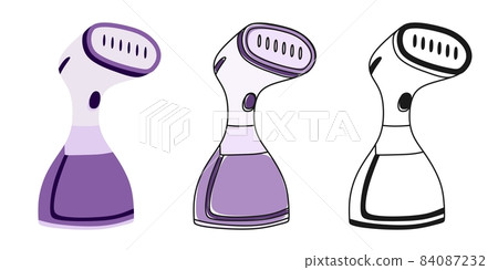 Clothes steamer set home handmade Vector illustration in linear doodle style on a white background. 84087232