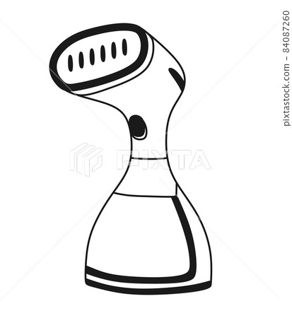 Clothes steamer home handmade Vector illustration in linear doodle style on a white background. 84087260