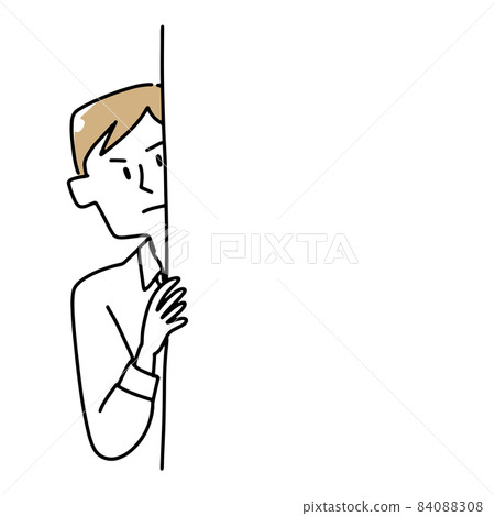 一個男人從牆後偷看 84088308