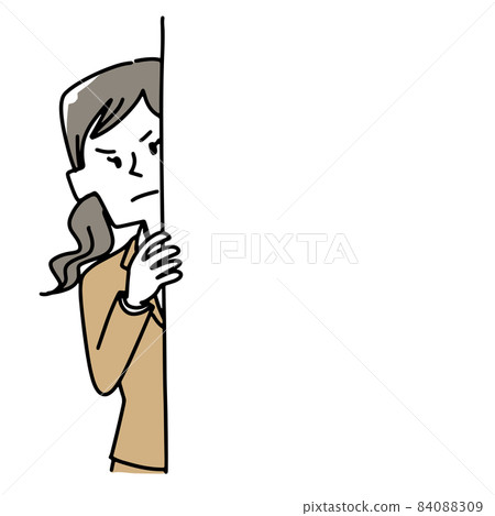 一個女人從牆後偷看 一個女人從牆後偷看 84088309