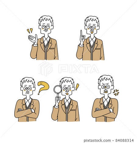 白鬍子男子設置各種面部表情 84088314