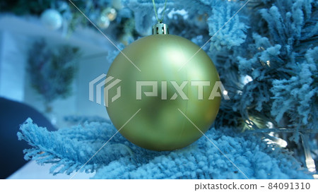 Christmas tree with balls, Golden ball on the tree Christmas tree with balls, Golden ball on the tree 84091310