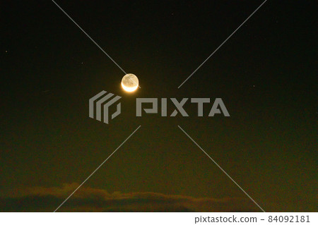 Hakushu-cho, Hokuto-shi, moon age 26.7, moon with a thin earthlight 84092181