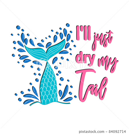 Mermaid card with hand drawn sea elements and lettering. Inspirational quote about the sea. Mythical creatures Mermaid card with hand drawn sea elements and lettering. Inspirational quote about the sea. Mythical creatures 84092714