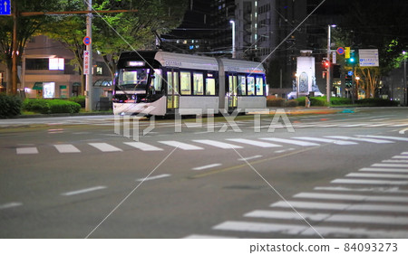 Night light rail Toyama station scenery Night light rail Toyama station scenery 84093273