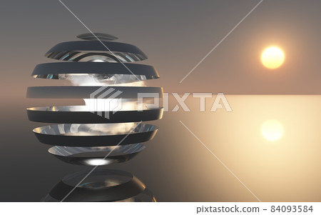 球體藝術和日落 84093584