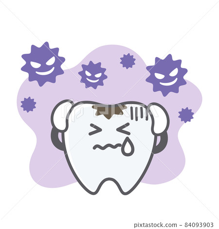 簡單可愛的蛀牙牙齒插圖 84093903