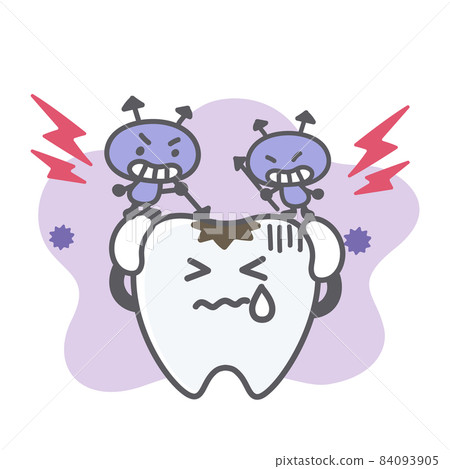 Simple and cute illustrations of tooth decay and troubled teeth Simple and cute illustrations of tooth decay and troubled teeth 84093905