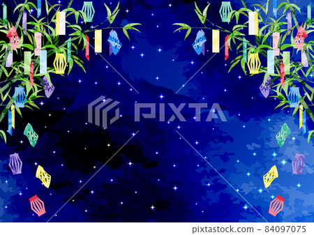 七夕節-星空中的佐佐竹和七夕裝飾 84097075