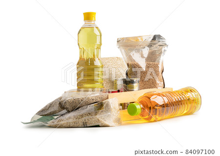 Donation dry food support help for poor people in the world isolated on white background with clipping path. Donation dry food support help for poor people in the world isolated on white background with clipping path. 84097100