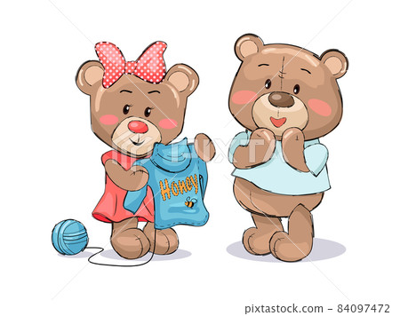 Female Bear Knitting Sweater to Boyfriend Vector Female Bear Knitting Sweater to Boyfriend Vector 84097472