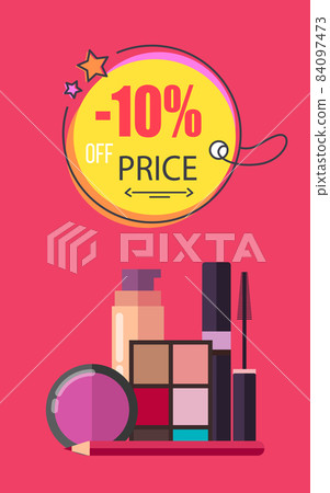 -10 Off Price Make Up Poster Vector Illustration -10 Off Price Make Up Poster Vector Illustration 84097473