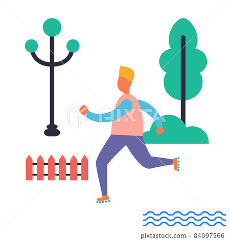 Teenage Boy Inline Skating Isolated Illustration Teenage Boy Inline Skating Isolated Illustration 84097566