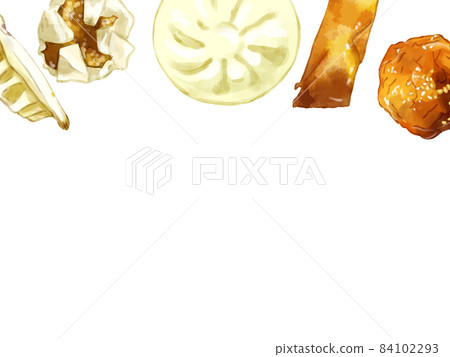 手繪水彩點心圖矩形框上 手繪水彩點心圖矩形框上 84102293